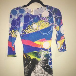 Blue Graphics Key Hole Dress - Item#17